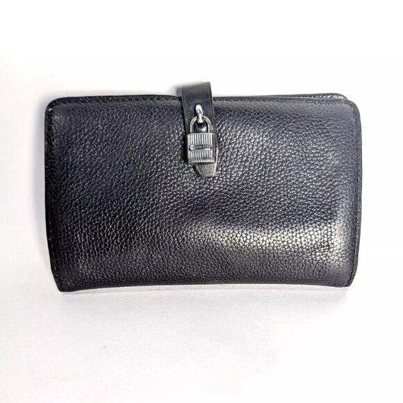 Michael Kors Adele Slim Bifold Leather Wallet with Padlock Detail In Black - Picture 1 of 4